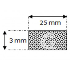 Rectangular sponge rubber cord | 3 x 25 mm| roll 25 meter